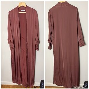 Veiled Collection Abaya Long Open Robe Duster Cardigan Silky Rose Size 2XL